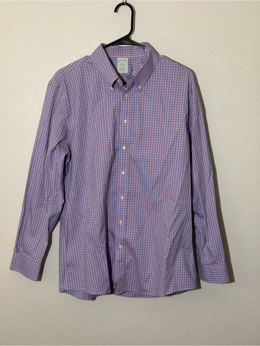 Brooks Brothers Men’s Sz Large Slim Plaid button down long sleeve dress shirt